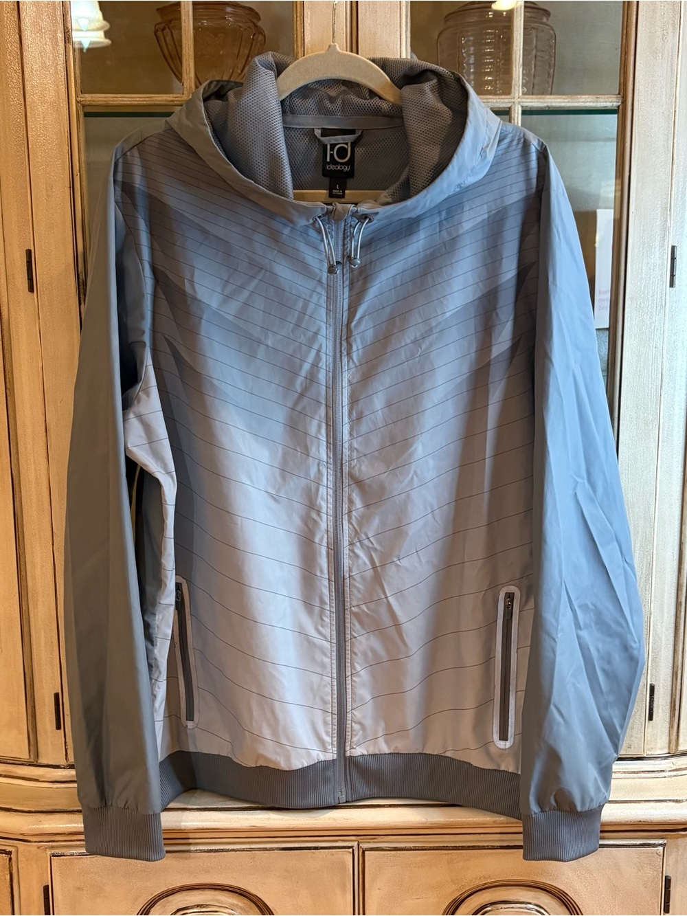 Slate Blue to Gray Hombre Hooded Windbreaker Jacket by Ideology